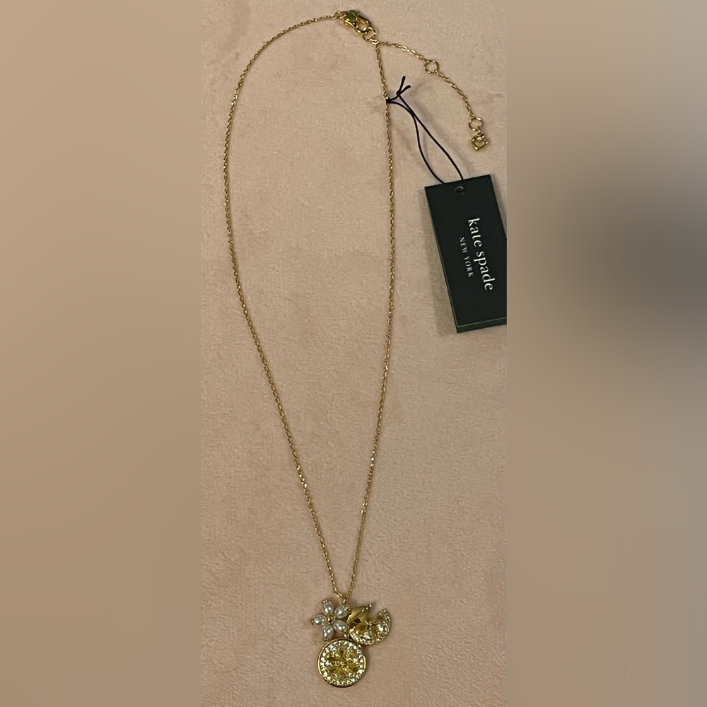 Kate Spade Gold Necklace Fresh Squeeze Cluster Pendant lemon new with tag